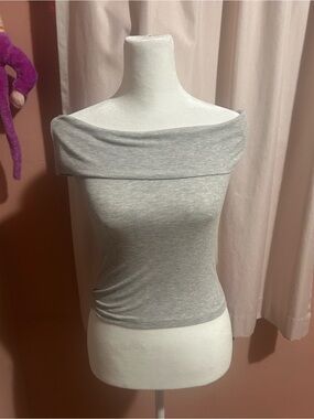 Cotton On Light Gray Off-the-Shoulder Top